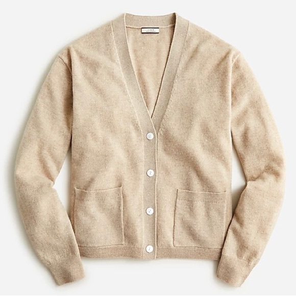 NWT J.Crew Cashmere Patch-pocket Cardigan Sweater - Heather Stone - Picture 2 of 8